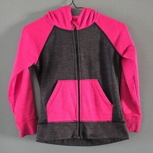 Girls Pink and Gray Zip Up Hoodie Size 8